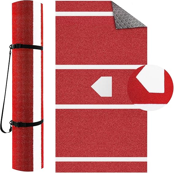 Upgraded Baseball Softball Batting Mat, Inlaid Home Plate Turf