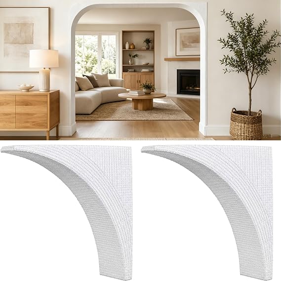 2 Pcs Foam Doorway Arch Kit with Fiberglass Mesh, Rounded DIY Arch Doorway | Kit for Corner Molding, 8.66 x 8.66 x 5.12 Inch, Easy to Add Wall Arch Molding to Any Opening for Decoration