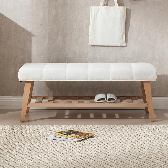 Kmax 45" Entryway Bench with Shoe Storage, Beige