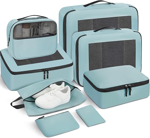 Packing Cubes for Suitcase 8 Set, Lightweight Luggage Packing Organizers Packing Cubes for Travel Accessories - Teal
