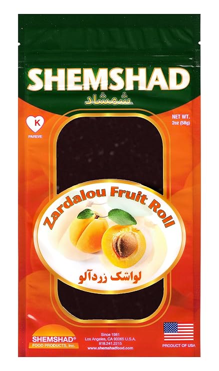 Shemshad Lavashak Apricot Authentic Persian Style Fruit Leather Sour and Salty Fruit Layer Made in USA Certified Kosher 2oz