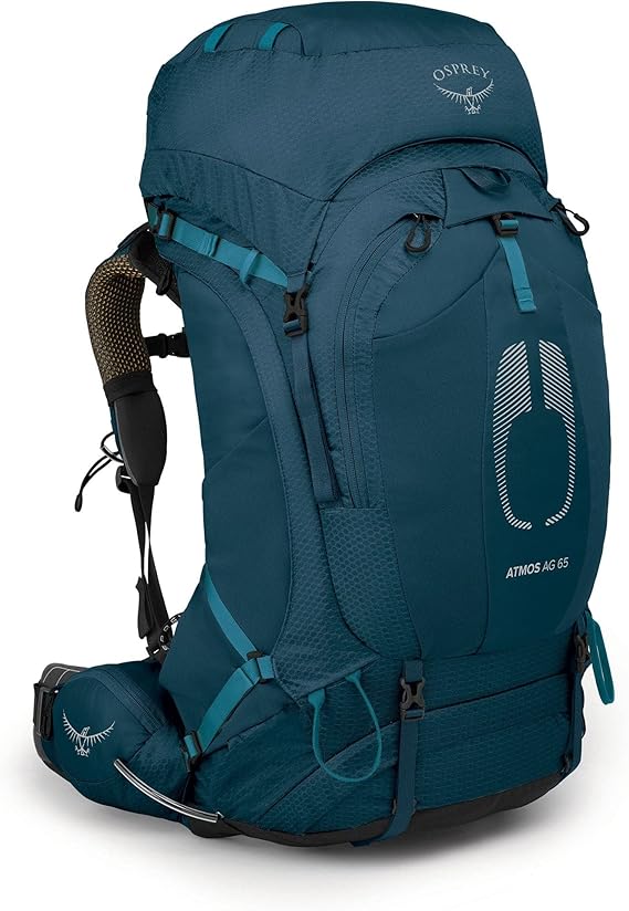 Osprey Atmos AG 65L Men's Backpacking Backpack, Blue L-XL