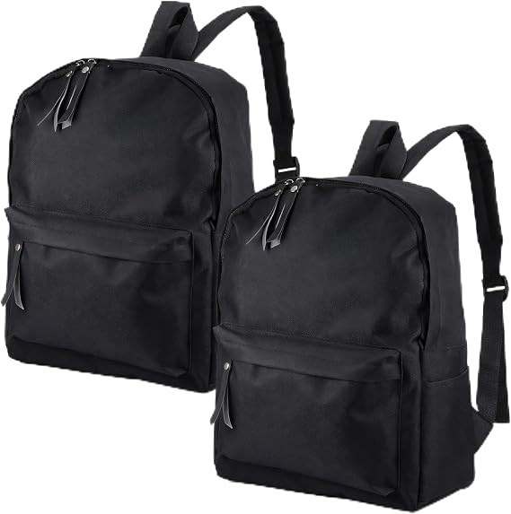 2pcs Black Backpack Unisex, School Bag for Teenager, Black Rucksack School