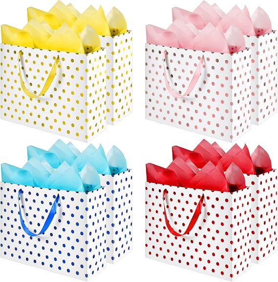 Henoyso 8 Pcs 16'' Extra Large Gift Bags with Handles,Multicolored