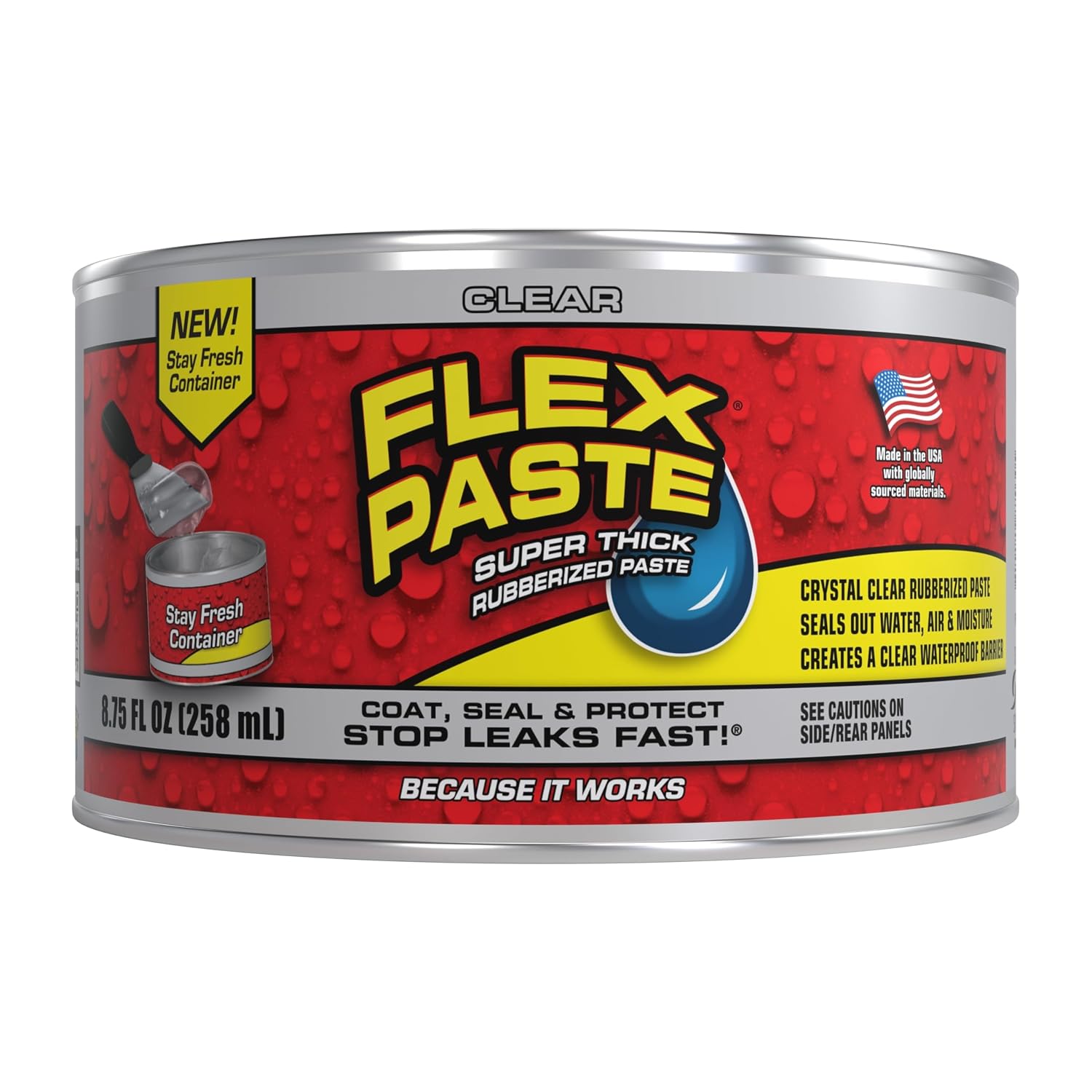 Flex Paste, Half Quarter, Clear, Waterproof Putty for Painting, Sealant Running, Fills Cracks, Holes - Blocks Water and Air - UV Resistant - Walls, Drywa