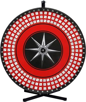 Spinning Designs 36in Big 6 Dice Game Wheel on Table Stand, Self-Adhesive Laydown Included!