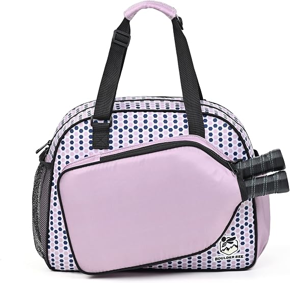Boulder Bee Pickleball Tote Bag for Women with Paddle Holder | Fits 2 paddles. 2 side pockets for water bottle. Lightweight. Vintage floral patterns. Perfect gym & court bag.
