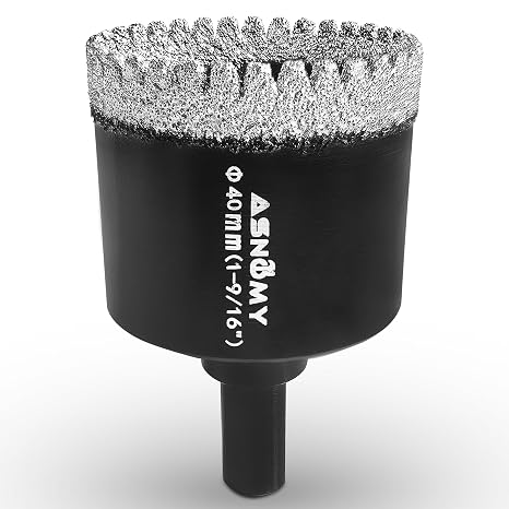 ASNOMY 1-9/16 Inch Diamond Hole Saw, Serrated Brazing Tile Hole Saw Diamond Core Drill Bits Set for Porcelain Tile Glass Ceramic Stone Granite Marble