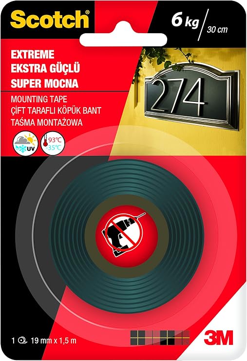 Scotch 4002 Extra Güçlü Montaj Bandı 19mm x 1, 5m