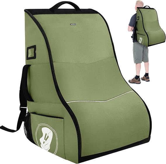 Car Seat Travel Bag for Airplane Waterproof Heavy Duty Carseat Backpack for Gate Check or Airport Travel Fits Infant, Convertible & Booster Seats, Army Green