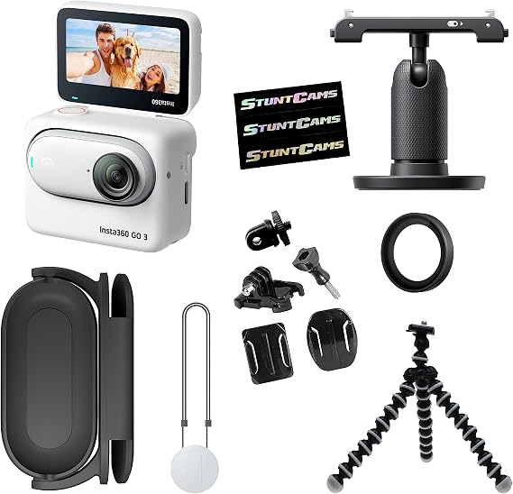 Insta360 GO 3 (64GB) Small & Lightweight Action Camera, Portable and Versatile, Hands-Free POV, Stabilization, Waterproof, with Flexible Camera Mini Tripod Mount and Helemt Mount