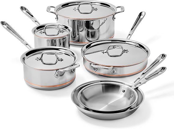 All-Clad Copper Core 10 Piece Stainless Steel Cookware Set, Made in USA