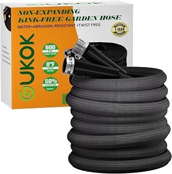 50 FT Garden Hose, Non-Expanding Water Hose, Ultra Flexible, Burst-Resistant, Kink-Free, High-Pressure Garden Hose for Easy All-Weather Use on Lawns, Gardens, and Outdoor Cleaning