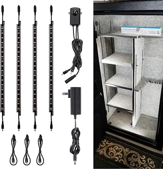 TORCHSTAR 4pcs 12 Inch LED Safe Lighting Kit, Motion Sensor, 5000K