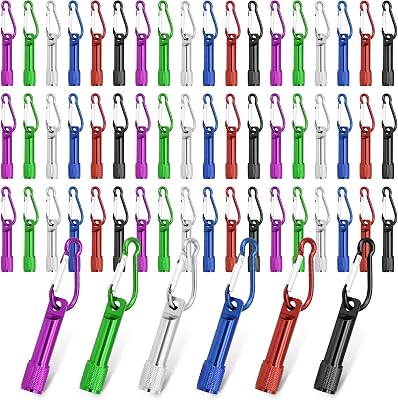 60 Pack Mini Keychain Flashlights Bulk, Ultra-Bright LED Metal Carabiner Clip Lights,Compact Emergency Lights for Camping, Hiking, Cycling, Survival Kits60
