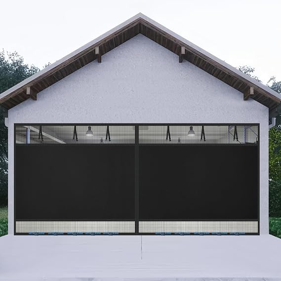 Privacy Garage Door Screen Blackout for 1 Car Garage- 8x7FT Heavy Duty Magnetic Garage Screen, Thicker 265g/m2 Mesh, Hands Free, Magnetic Privacy Garage Screen Door