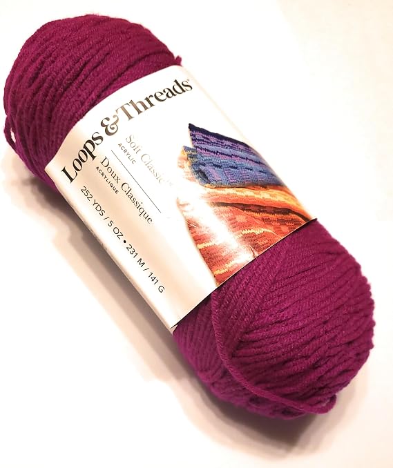 Soft Classic Neon Yarn by Loops & Threads - 5 Ounces - 252 Yards - 1 Ball - Neon Violet
