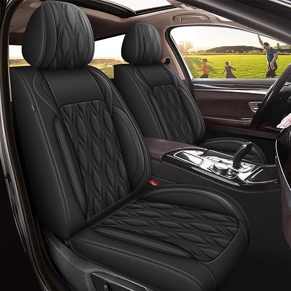 DISUTOGO Car Seat Covers Fit for Chevrolet Traverse 2018-2023 2024 2025: Seat Covers Full Set Faux Leather Waterproof Automotive Seat Cushion Protector Compatible Airbag (5 Seats,Black)