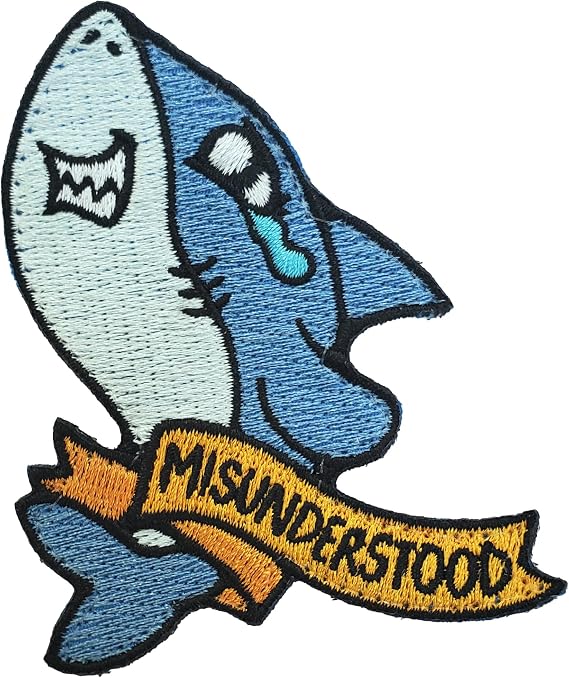 Kolorspun Misunderstood Shark Patch - Hook and Loop Tactical Morale Patch