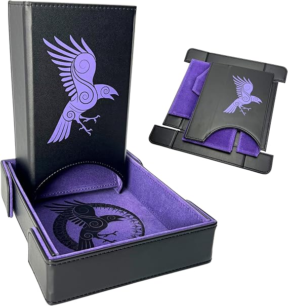 Luck Lab Magnetic Folding Dice Tower & Tray for DND RPG Games, Raven Purple