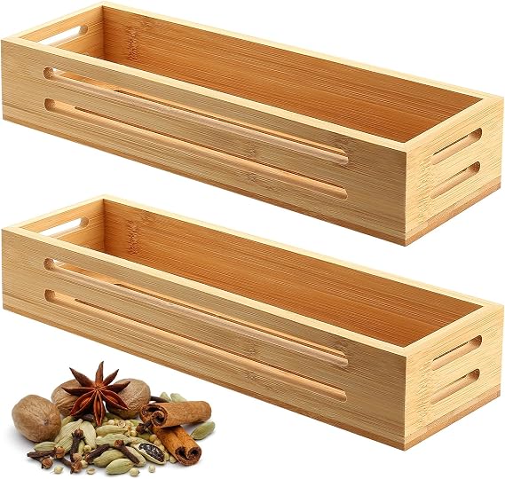 2 Pcs Wooden Spice Rack Wall Mounted Spice Racks for Kitchen Countertop Cupboard Shelf Organizer Wall Pantry Herbs Spices Organizers and Storage Shelf Organisers(12.2 x 3.3 x 2 inch)