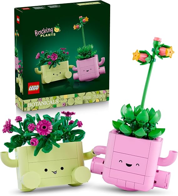 LEGO Botanicals Ballerina Plants - Set with 2 Pastel Artificial Flowers and Pots - Indoor Plants for Bedroom Decor - Gift for 9+ Year Old Girls and Adults - 11506