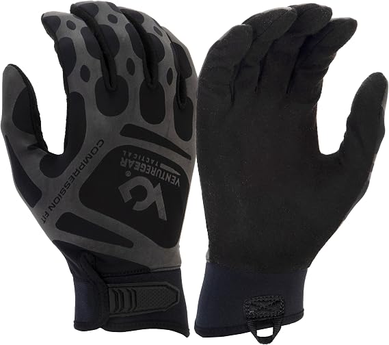 Venture Gear Tactical Compression Fit Training Gloves Touchscreen Blackout Large