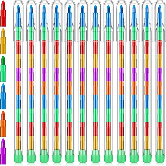 Thenshop 60 Pcs Stackable Crayons 10 Colors Rainbow Buildable DIY