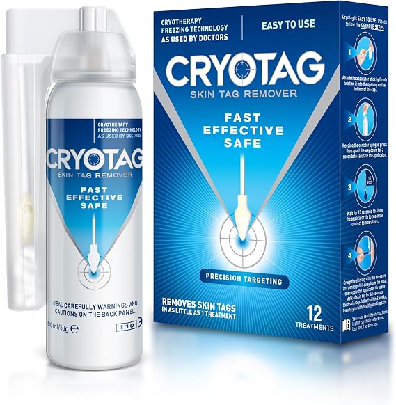 Cryotag Skin Tag Remover- Fast, Safe and Effective Removal of Warts (Acrocordons), with 1 Treatment, Clinically Proven,12 Treatments