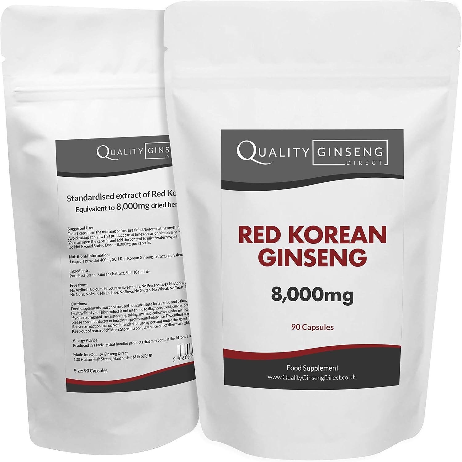 Red Korean Ginseng - 8,000mg Capsules - Powerful Formula 90