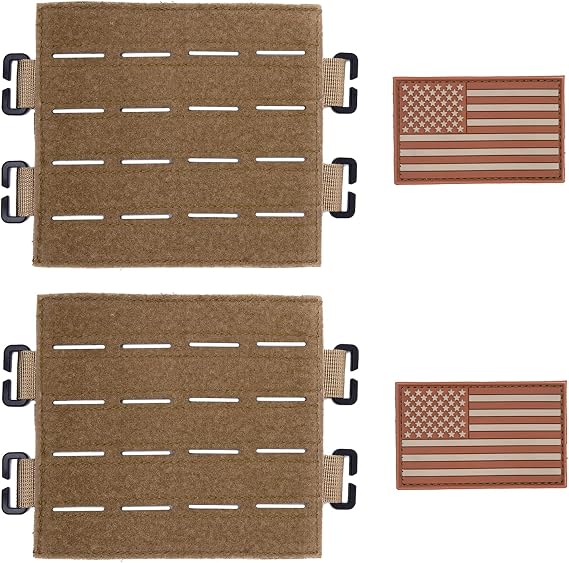 Large Molle Patch Panel with Laser Cutting Loop, Molle Patch Display Holder for Backpack, 6X5.5 Mini Patch Board Include American Flag Patch