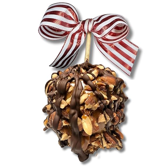 TV's Deli & Diner Gourmet Jumbo Caramel Apple | Caramel, Toasted Almonds & Dark Chocolate | Handmade & Freshly Prepared (Almond Dark Chocolate)