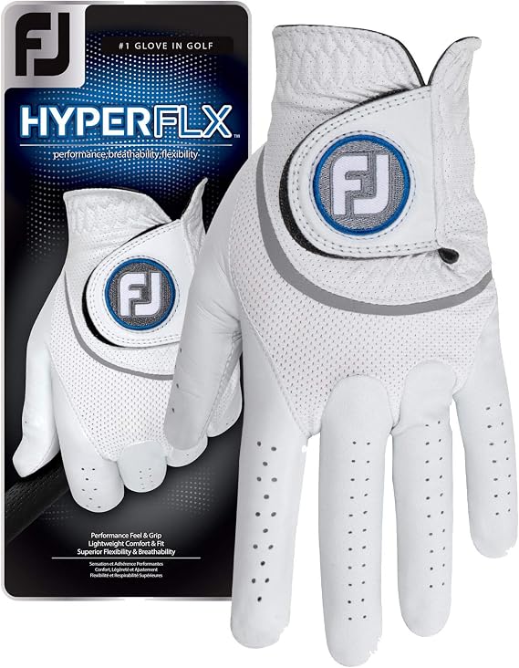 FootJoy Men's HyperFLX Prior Generation Golf Gloves White Medium/Large, Worn on Right Hand