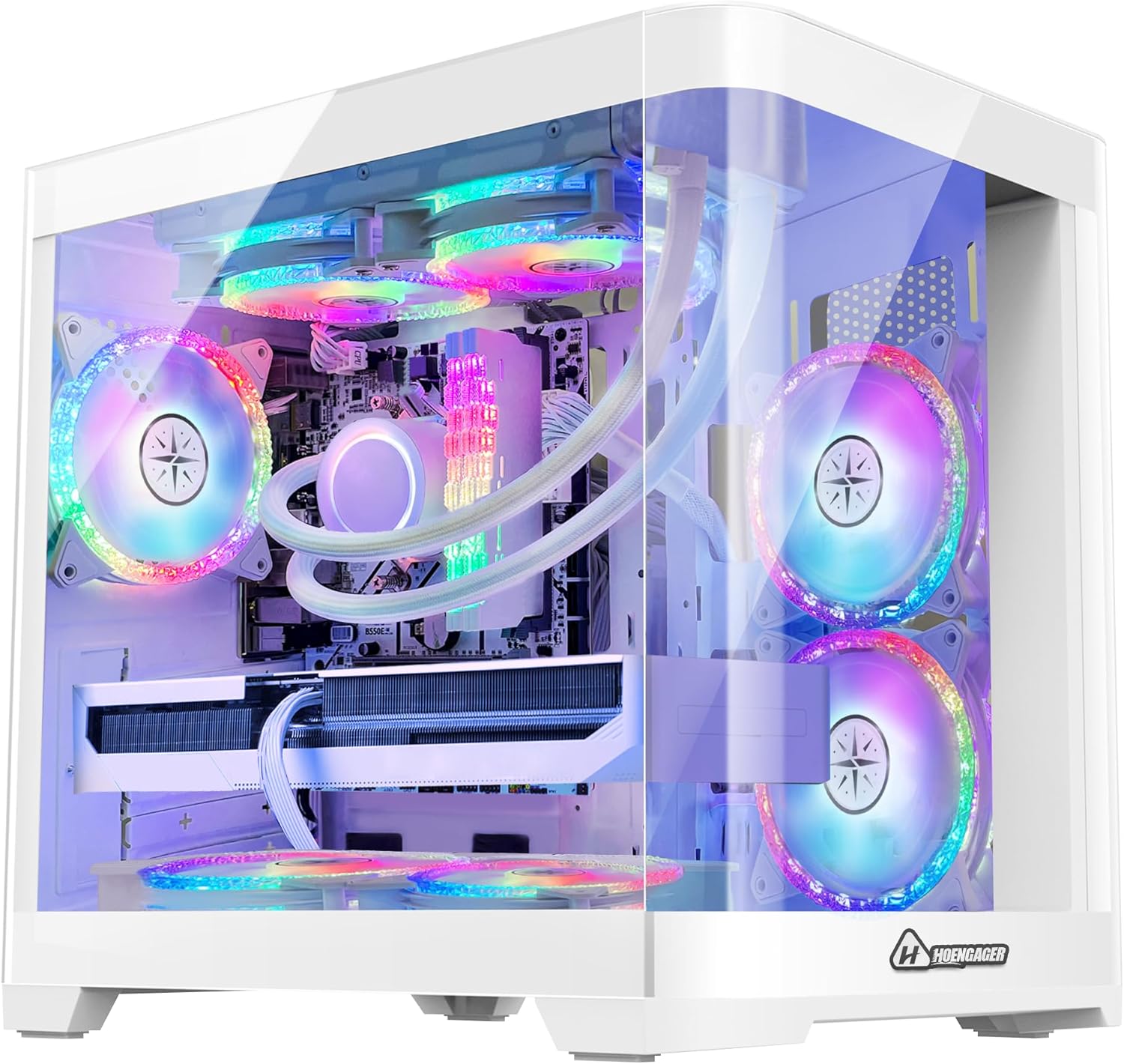 Poseidon Gaming PC Desktop - AMD Ryzen 5 5600X 3.7 GHz, GeForce RTX 4070 Super 12G, 32GB DDR4 3200MHz, 1TB M.2 PCIE SSD  1TB SATA SSD, Win 11 Pro Desktop Computer