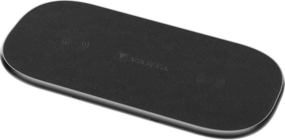Varta kablosuz şarj cihazı, çoklu kablosuz şarj cihazı, Qi uyumlu şarj istasyonu, 2 cihazı aynı anda şarj etme, USB C şarj kablosu dahil, koruyucu kılıf ile de çalışır