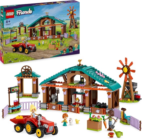 LEGO Friends Farm Animal Sanctuary, Playset with Tractor Toy for 6 Plus Year Old Girls, Boys & Kids, Role-Play Set Includes 3 Character Figures, 5 Animals and Food Accessories 42617
