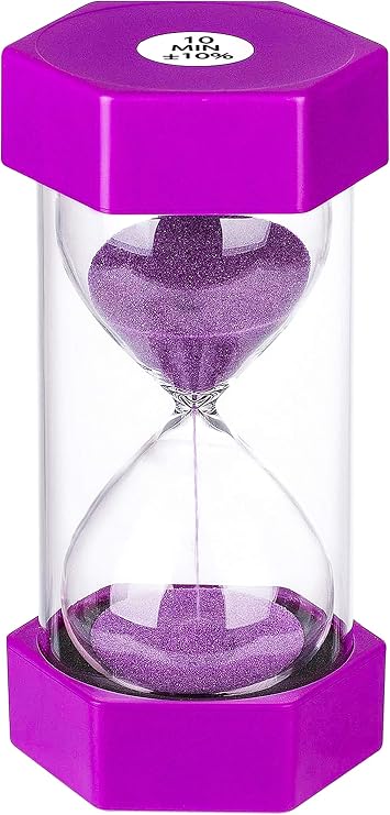 SuLiao Sand Timer 10 Minute Hourglass: Plastic Sand Clock,Small Purple Sand Watch 10 Min,Reloj De Arena,Hour Glass Colorful Sandglass Timer for Kids, Games, Classroom, Decor
