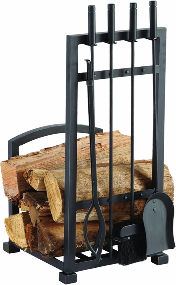 Pleasant Hearth 4 Piece Harper Fireplace Toolset with Log holder