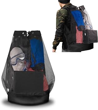 XL Mesh Scuba Diving Bag - Dive Backpack for Scuba and Snorkeling Diving Gear - Water Sports and Swimming Equipment Carrier - Waterproof Phone Bag Included