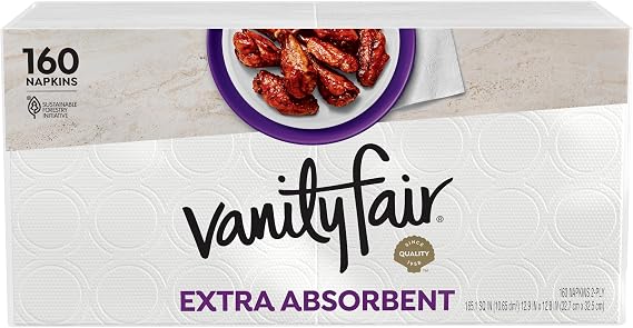 Vanity Fair Paper Napkins, Extra Absorbent Disposable Napkins, 160 Count