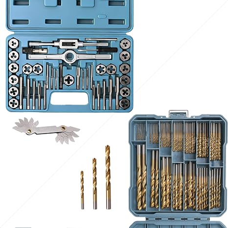 Hi-Spec Tools Drill Bit Set 99pc SAE HSS Steel for Drill Drivers and 39pc Metric Tap and Die Set
