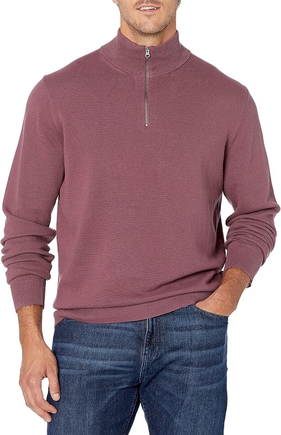 Amazon Essentials Men's 100% Cotton Quarter-Zip Jumper