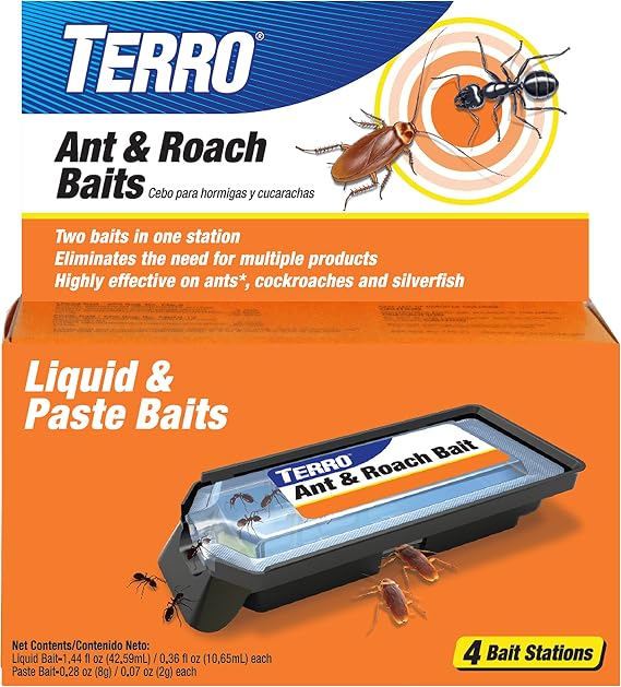 TERRO Ant & Roach Bait, 4-Pack, Indoor Ant Killer and Roach Killer