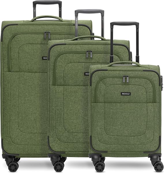 REDOLZ Suitcase Set 3 Pieces 4 Double Wheels TSA Lock Expandable