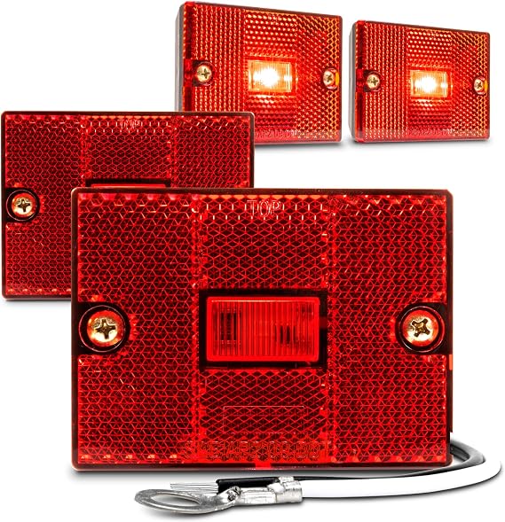TRUE MODS 4pc 2x3 3x2 Red Rectangle LED Trailer Side Marker Light for RV