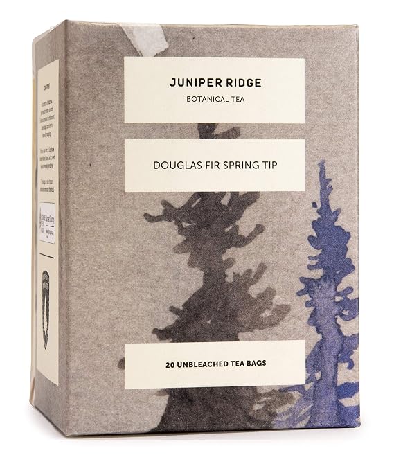 Juniper Ridge Douglas Fir Spring Tip Botanical Tea - Citrus Zest, Bright Evergreen, Honeysuckle Notes - Vegan, Caffeine Free & Gluten Free - 20 Unbleached Teabags