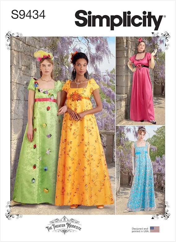 Simplicity SS9434BB Women's Regency-Era Dress Sewing Pattern, Sizes 20W-28W