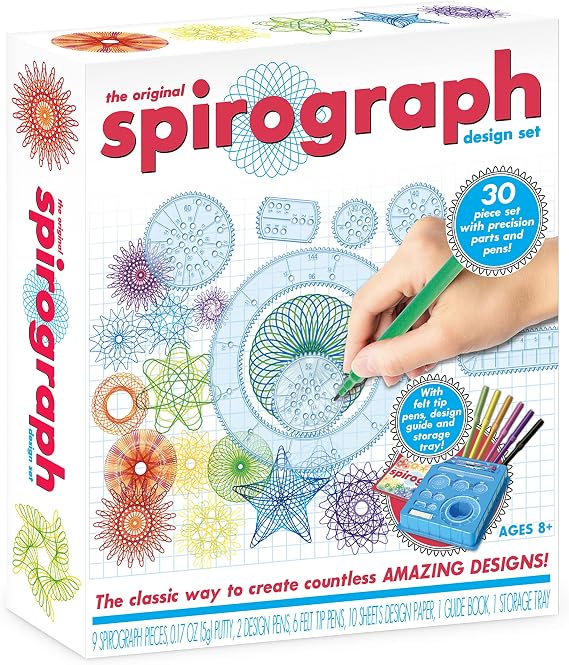 Spirograph Design Set with 9 Classic Spiro Parts, Pens, Paper and Putty