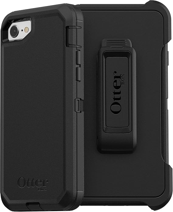 OtterBox iPhone SE 3rd & 2nd Gen, iPhone 8 & iPhone 7 (not Compatible with Plus Sized Models) Defender Series Case - Black, Rugged & Durable, with Port Protection, Includes Holster Clip Kickstand