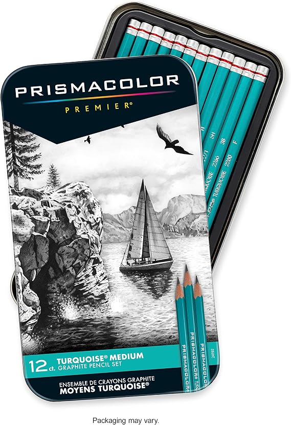 Prismacolor Premier Turquoise Graphite Sketching Pencils, Medium Leads, 12 Pack